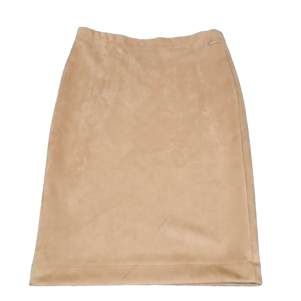 Used T Tahari Women's Brown Faux Leather Pull On‎ Pencil Skirt Size M